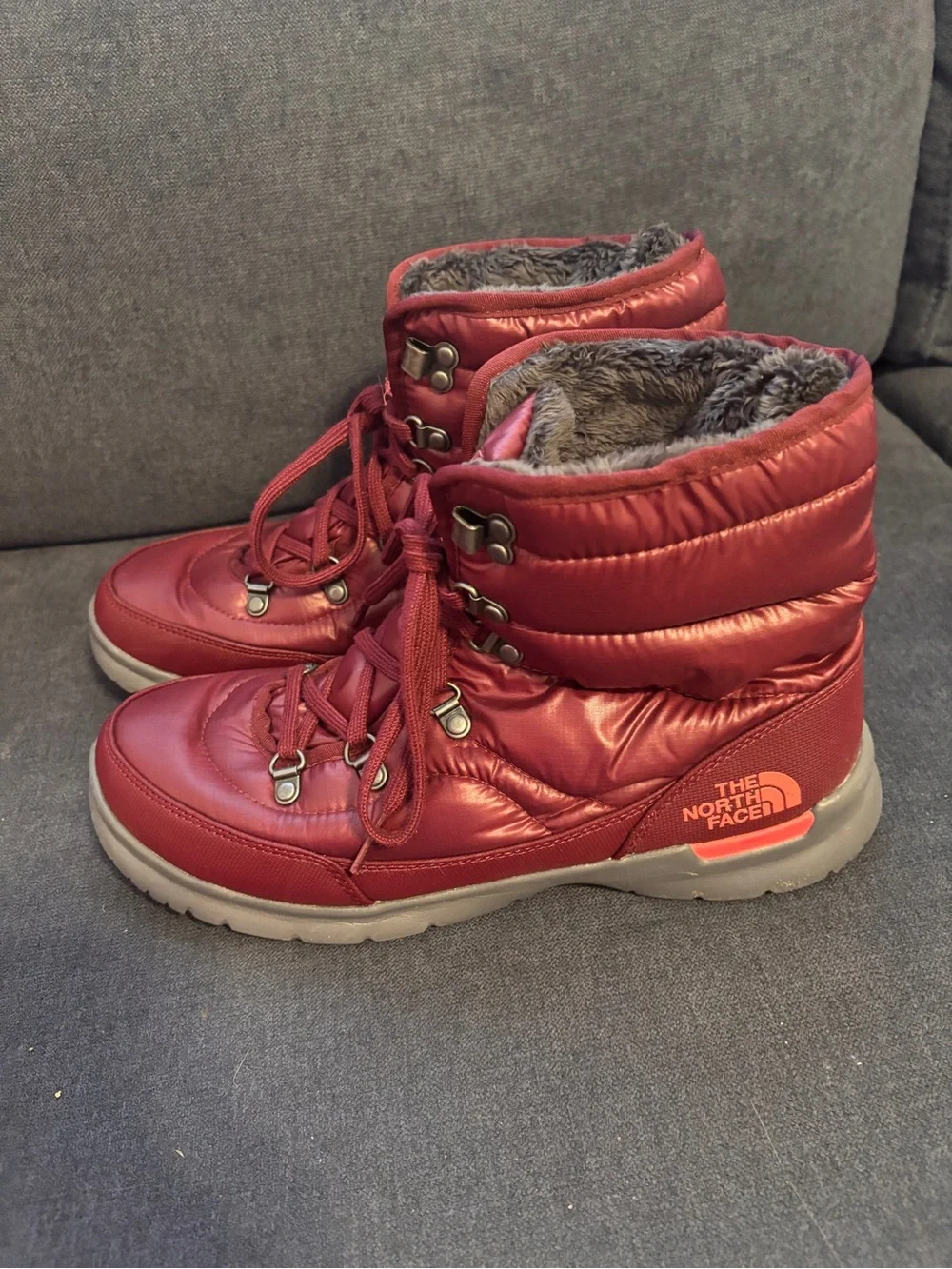 The North Face Women’s Maroon Lace-Up Puffy Boots